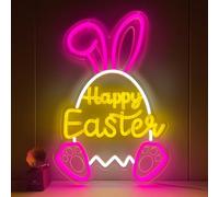Panneau néon LED à intensité variable en forme de lapin de Pâques, décoration murale de Pâques pour enfants, décoration murale pour chambre à coucher, maison, Pâques
