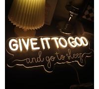 Panneau néon LED à intensité variable Give It to God and Go to Sleep pour bar, maison, décoration murale, fête, fenêtre, salon, cadeau de Noël ou d'anniversaire (blanc chaud)