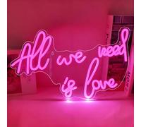 Panneau néon LED, à intensité variable, multicolore, avec port USB, inscription lumineuse, lettre, néon, pour décoration murale, mariage, anniversaire, bar, fête (All We Need is Love)