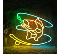 Panneau néon LED à intensité variable pour décoration murale - Alimenté par USB - Pour magasin d'équipements de pêche, yacht, grotte d'homme, salon, cadeau pour homme (multicolore, 40 x 31,5 cm)