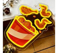 Panneau néon LED à intensité variable pour décoration murale en acrylique alimenté par USB pour restaurant, bar, cuisine, grotte d'homme, cadeau de fête pour les amateurs de poulet, 40 x 28 cm