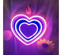 Panneau néon LED en forme de cœur pour chambre de fille, décoration murale ou fenêtre, cadeau en forme de cœur, alimentation par piles ou USB, pour la fête des mères, la Saint-Valentin, Noël