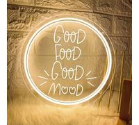 Panneau néon LED Good Food Good Mood pour décoration murale, lumière néon à intensité variable avec alimentation USB pour cuisine, snack, restaurant, restauration rapide