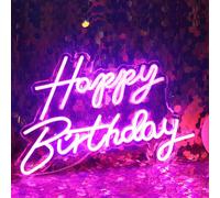 Panneau Néon Led « Happy Birthday » - Décoration De Fête D'anniversaire - Alimentation Usb - Décoration Murale Pour Chambre À Coucher - 5 V - Rose