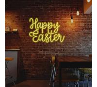 Panneau néon LED « Happy Easter » : décoration de vacances, éclairage de chambre à coucher pour bar à ressort, salon, cadeau de fête