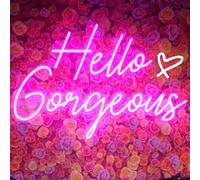 Panneau néon LED Hello Beautiful Rose pour maison, mariage, anniversaire, Bacelorette avec interrupteur à intensité variable (5 V, 41 x 26 cm)