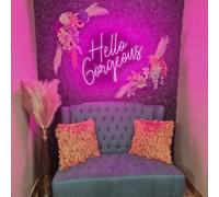 Panneau néon LED Hello Gorgeous alimenté par USB pour maison, mariage, anniversaire, décoration murale, lumières néon rose avec interrupteur à intensité variable, lampe d'art néon néon (43,2 x 25,4