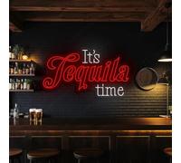 Panneau néon LED It's Tequila Time, It's Tequila Time Glow Light Wall Line, Cocktail Happy Hour Neon Light Art à suspendre
