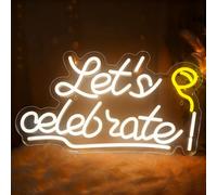 Panneau néon LED multicolore pour décoration murale, à intensité variable, avec port USB, jolie décoration pour chambre à coucher, anniversaire, fête, mariage, salon, maison (Let's Celebrate)
