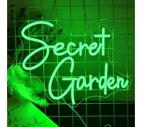 Panneau néon LED « Secret Garden » - Panneau lumineux néon à intensité variable (40 cm x 32 cm), décoration murale élégante pour chambre à coucher, salon, balcon, terrasse, magasin de fleurs, café