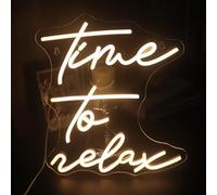 Panneau néon LED Time To Relax pour chambre à coucher, salle de bain, spa, décoration murale blanc chaud pour salon, cadeau pour soins personnels