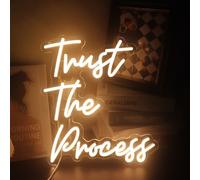 Panneau néon LED « Trust The Process » alimenté par USB pour chambre d'enfant, décoration murale, fenêtre, salon, cadeau de Noël ou d'anniversaire (blanc chaud)