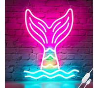 Panneau néon licorne - Décoration murale LED lumineuse à intensité variable pour chambre d'enfant, salle de jeux ou crèche, queue de sirène