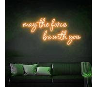 Panneau néon May The Force Be with You - Décoration murale à DEL en forme d'étoile - Lampe néon personnalisée de jeu - Signalisation de salle de jeux - Cadeau d'anniversaire pour lui