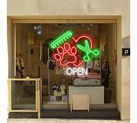 Panneau néon ouvert pour animaux domestiques, décoration de spa pour animaux domestiques