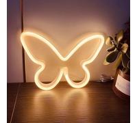 Panneau néon papillon blanc chaud pour mur, bureau, appartement, appartement, dortoir, mariage, décoration de fête de Noël, panneau LED papillon néon, veilleuse, alimenté par USB ou 3 piles AA