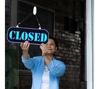 Panneau néon personnalisable ouvert/fermé - Panneau lumineux double face à suspendre ultra fin pour vitrines de magasin, restaurant, bar