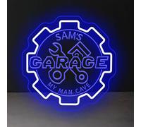 Panneau néon personnalisé pour garage - Nom de garage personnalisé - Lumières néon LED pour garage - Intensité variable - Panneau lumineux personnalisé pour décoration murale de garage
