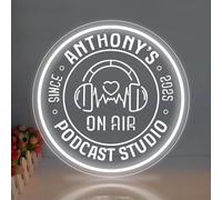 Panneau néon personnalisé pour studio d'enregistrement, lumière néon personnalisée pour studio de baladodiffusion, panneau de salle d'enregistrement en air, décoration murale de club de musique