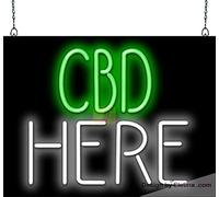 Panneau néon pour décoration murale Cbd Here Tube LED néon en PVC 35,6 x 43,2 cm
