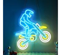 Panneau néon pour décoration murale, lampe de chambre à coucher, applique murale néon pour salon, bureau, salle de jeu - Alimentation USB 5 V avec crochets (motocycliste)