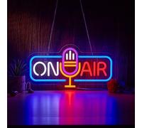 Panneau néon pour décoration murale « Live On Air » - Fait à la main - Avec interrupteur à intensité variable - Pour décoration murale - Pour bar, maison, chambre à coucher, grotte d'homme, bureau