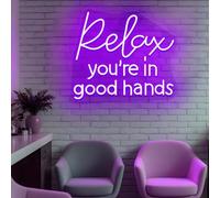 Panneau néon Relax You're in Good Hands - Panneaux LED pour salon de spa, décoration murale de salon de beauté, art de décoration de salon de coiffure, panneau commercial personnalisé