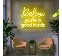 Panneau néon Relax You're in Good Hands - Panneaux LED pour salon de spa, décoration murale de salon de beauté, art de décoration de salon de coiffure, panneau commercial personnalisé