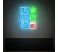 Panneau néon Tokyo, panneau néon japonais, art mural Tokyo Japon, panneau mural de voyage Tokyo, panneau LED Tokyo