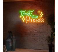 Panneau néon Trust The Process, panneau de motivation, lumière LED esthétique pour chambre à coucher, décoration murale avec citation positive