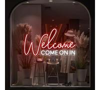 Panneau néon « Welcome Come ON in » - Panneau de bienvenue à LED ouvert personnalisé pour restaurant, bar, magasin ouvert
