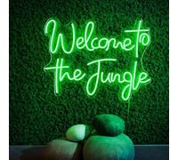 Panneau néon « Welcome To The Jungle » - Décoration murale à suspendre pour bar, fête, maison, chambre à coucher, panneau lumineux