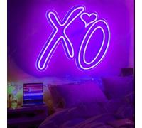 Panneau néon XO - Décoration de chambre à coucher - Décoration murale en forme de cœur - Décoration murale - Cadeaux personnalisés