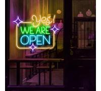 Panneau néon « Yes We are Open » « Open » avec inscription « Come in were open » - Panneau ouvert amusant pour entreprise - Décoration ouverte et fermée