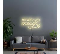 Panneau néon « You are Enough » - Décoration inspirante pour elle - Pour salon de beauté - Décoration inspirante pour filles