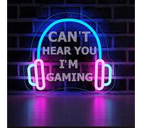 Panneau néon YuanDian Can't Hear You I'm Gaming pour décoration murale de salle de jeux, idée cadeau pour garçons, joueurs, neveu, hommes, adolescents, fils, petit-fils