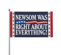 Panneau « Newsom avait raison sur toute la ligne » (90 x 150 cm), tapisserie drapeau Newsom 2026-2028 avec 2 œillets métalliques (sans pied).