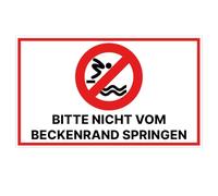 Panneau « Nicht vom Beckenrand springen » en aluminium/dipond avec pastilles adhésives 25 x 15 cm