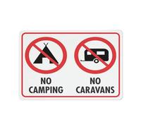 Panneau « No Camping No Caravans » - 20,3 x 30,5 cm - En aluminium antirouille - Facile à lire et robuste - Pour l'extérieur - Pour maison, ferme, cour