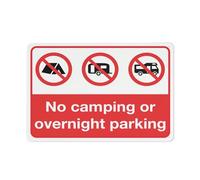 Panneau « No Camping Or Overnight Parking » - Décoration amusante pour maison, porte, bureau, cour - Panneau en aluminium antirouille - 30,5 x 20,3 cm - Trous pré-percés - Résistant aux intempéries