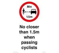 Panneau « No closer than 1,5 m when passing cyclts » - 200 x 300 mm - A4P
