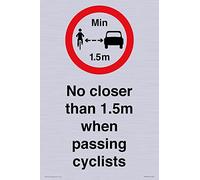 Panneau « No closer than 1,5 m when passing cyclts » - 200 x 300 mm - A4P