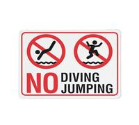 Panneau « No Diving No Jumping » pour maison - 30,5 x 20,3 cm - Aluminium de qualité supérieure - Résistant au soleil - Antirouille