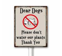 Panneau « No Dog Pee » « Please Do Not Water Our Plants Yard » avec piquet en métal résistant à la décoloration et aux intempéries avec piquet pour sol extérieur 18 x 22 cm