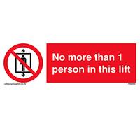 Panneau No more than 1 person in this lift - 150 x 50 mm - L15