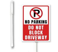 Panneau « No Parking Do Not Block Driveway » avec piquets - 17,8 x 22,4 cm
