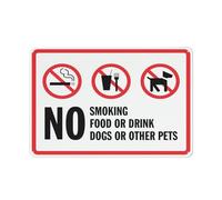 Panneau « No Smoking Food Or Drink Dogs or Other Pets » - Feuille réfléchissante en aluminium antirouille - Résistant aux intempéries - Imperméable - Facile à monter - 8 x 12