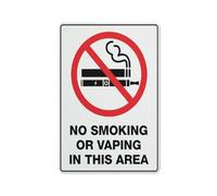 Panneau « No Smoking Or Vaping In This Area » - Feuille réfléchissante en aluminium antirouille - Résistant aux intempéries - Imperméable - Facile à monter - 20,3 x 30,5 cm
