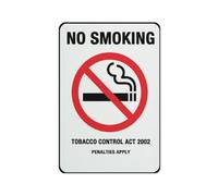 Panneau « No Smoking Tobacco Control Act 2002 » - 30,5 x 20,3 cm - Pour maison, entreprise, allée