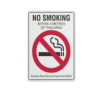 Panneau « No Smoking Within 4 meters Of This Area » - Feuille réfléchissante en aluminium antirouille - Résistant aux intempéries - Imperméable - Facile à monter - 8 x 12